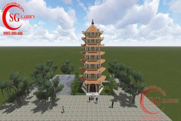 Thiết kế tháp bảy tầng chùa Bảo Quang 1
