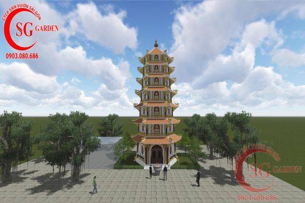 Thiết kế tháp bảy tầng chùa Bảo Quang 2