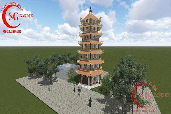 Thiết kế tháp bảy tầng chùa Bảo Quang 4
