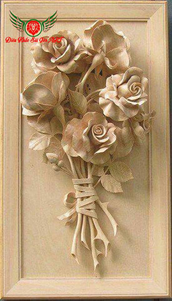 Tranh phù điêu hoa hồng cực đẹp 14