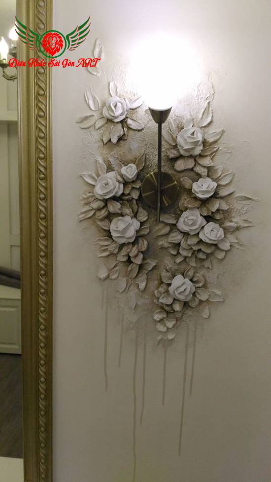 Tranh phù điêu hoa hồng cực đẹp 2