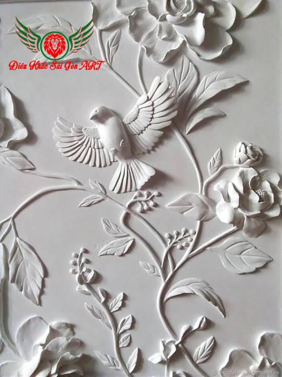 Tranh phù điêu hoa hồng cực đẹp 4