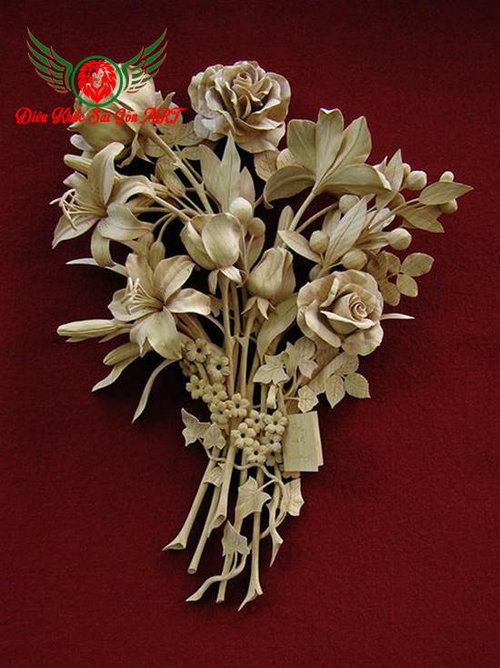 Tranh phù điêu hoa hồng cực đẹp 5