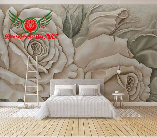 Tranh phù điêu hoa hồng cực đẹp 6