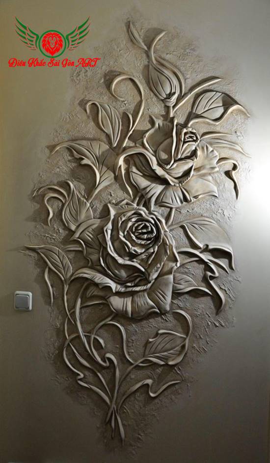 Tranh phù điêu hoa hồng cực đẹp 8