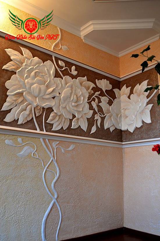Tranh phù điêu hoa hồng cực đẹp 9